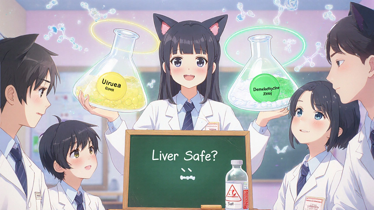 Teacher showing three alternative treatments for hyponatremia in a classroom.