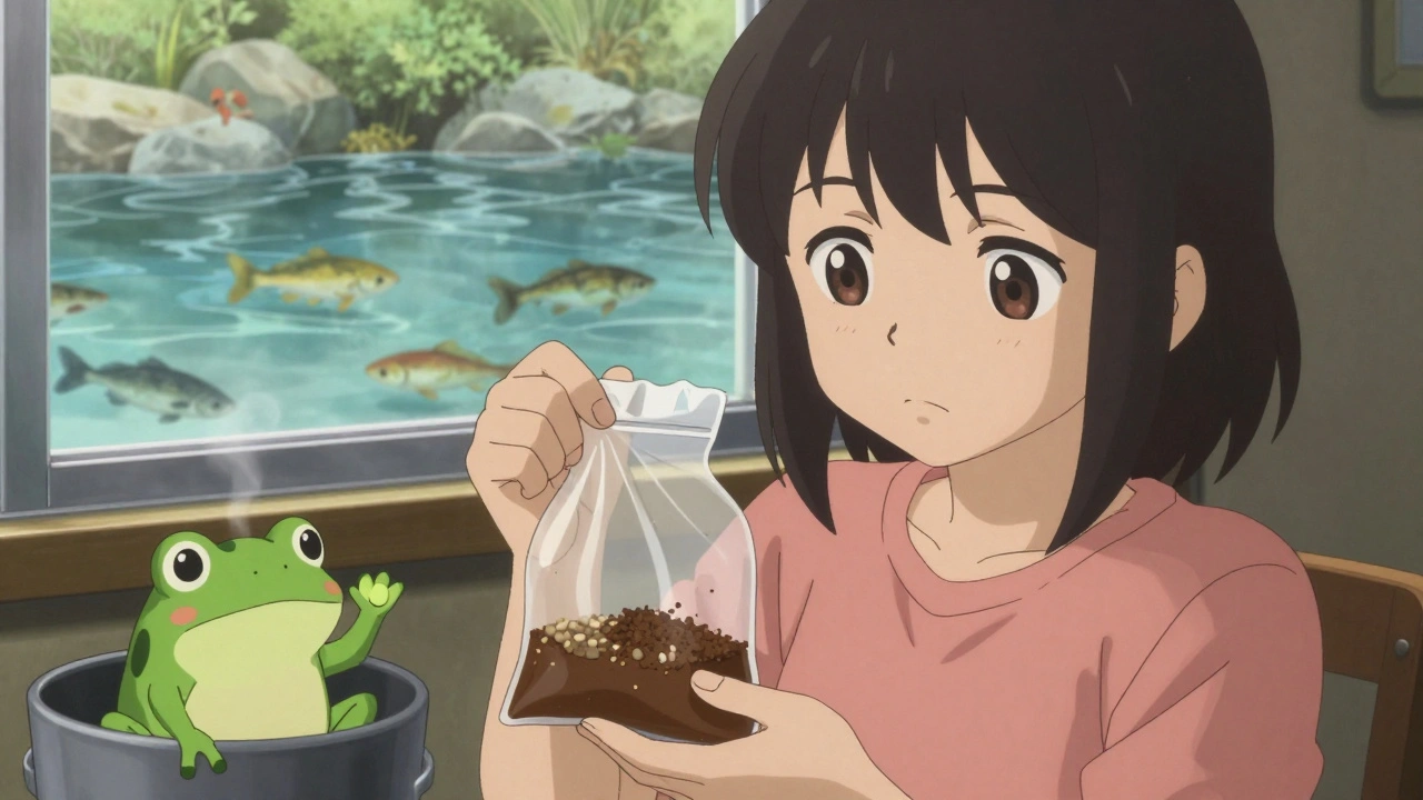 A young person mixes unused pills with coffee grounds and cat litter in a sealed bag for safe disposal.